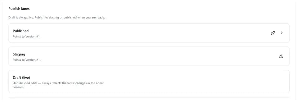 Console view highlighting snapshot and channel releases.